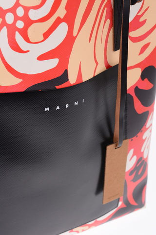 Unlined Floral Patterned Shopping Bag with Outer Pocket