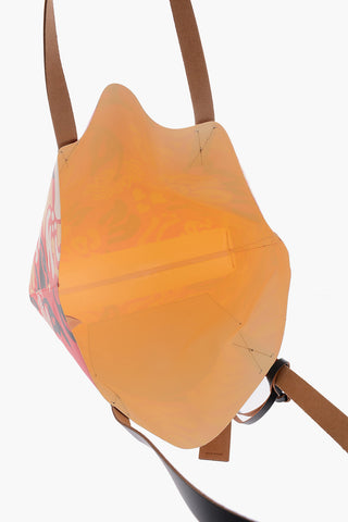 Unlined Floral Patterned Shopping Bag with Outer Pocket