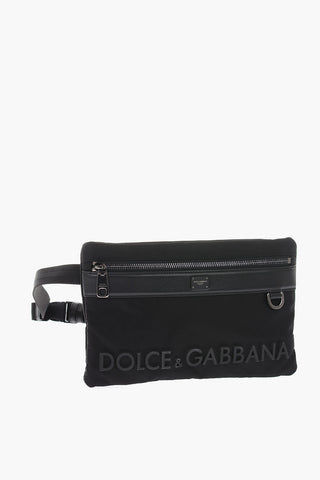 Embossed Logo Belt Bag with Leather Inserts