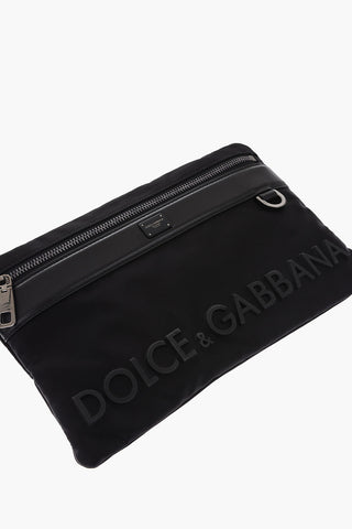 Embossed Logo Belt Bag with Leather Inserts