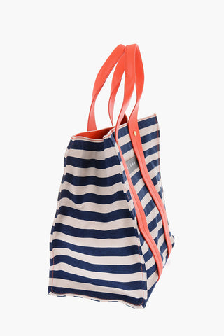 Canvas Shopping Bag with Leather Handles
