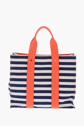 Canvas Shopping Bag with Leather Handles