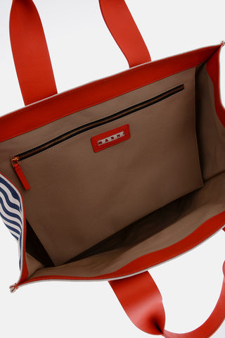Canvas Shopping Bag with Leather Handles