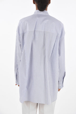 Camicia Gessata in Cotone con Applicazioni