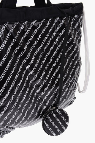nylon all over printed COPYBACK drawstring bag with double handle