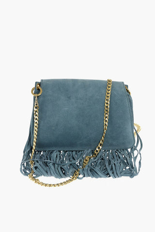 Suede MINI PIERCE Shoulder Bag with Fringes
