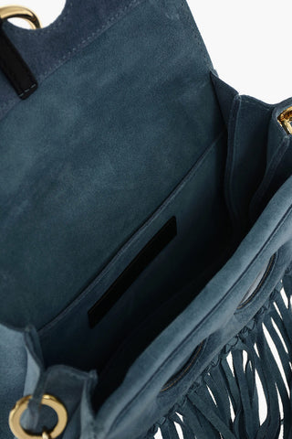 Suede MINI PIERCE Shoulder Bag with Fringes