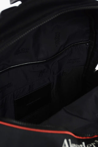 Fabric Backpack with Logo Bands and Leather Details