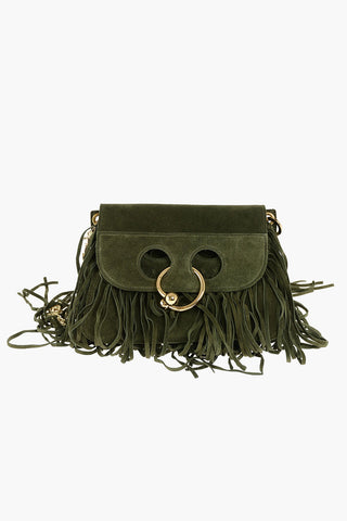 Suede MINI PIERCE Shoulder Bag with Fringes