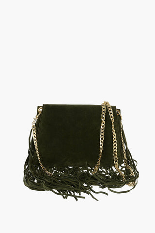 Suede MINI PIERCE Shoulder Bag with Fringes