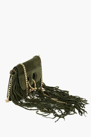 Suede MINI PIERCE Shoulder Bag with Fringes