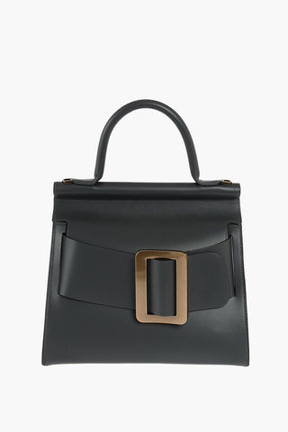 Leather Handbag with Maxi Buckle and Shoulder Strap