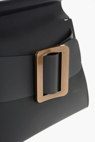 Leather Handbag with Maxi Buckle and Shoulder Strap