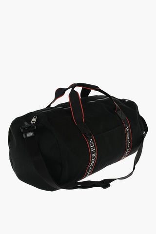 Fabric Travel Bag with Logo Side Bands and Shoulder Strap