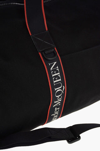 Fabric Travel Bag with Logo Side Bands and Shoulder Strap