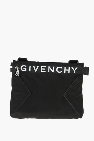 Fabric Shoulder Bag with Zip and Logo