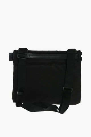 Fabric Shoulder Bag with Zip and Logo