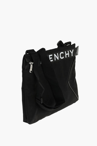Fabric Shoulder Bag with Zip and Logo