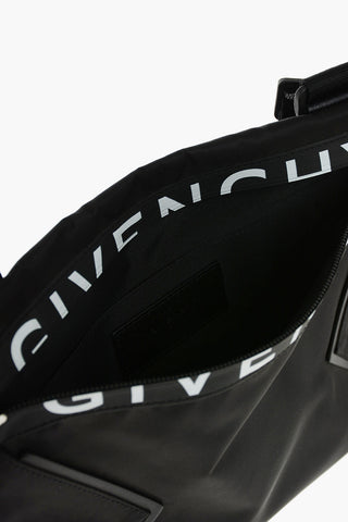 Fabric Shoulder Bag with Zip and Logo