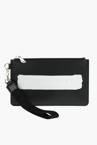 Pochette da Polso in Pelle con Zip e Stampa con Logo