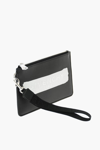 Pochette da Polso in Pelle con Zip e Stampa con Logo