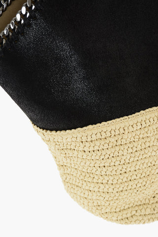 Shopping Bag with Straw Lower Part and Chain Handles