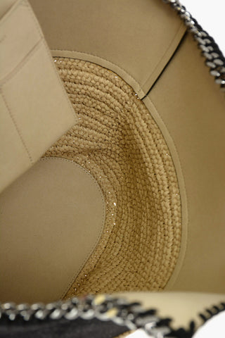 Shopping Bag with Straw Lower Part and Chain Handles