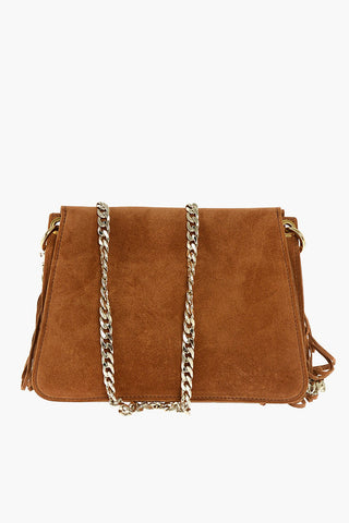 Suede MINI PIERCE Shoulder Bag with Fringes