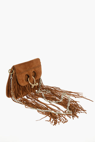 Suede MINI PIERCE Shoulder Bag with Fringes