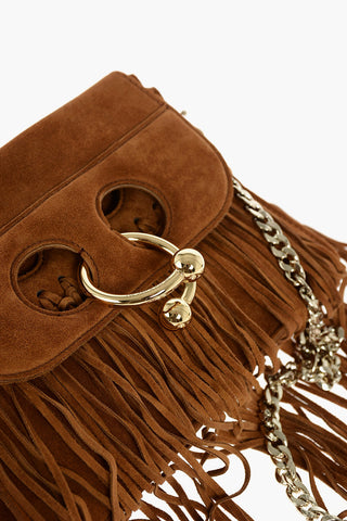 Suede MINI PIERCE Shoulder Bag with Fringes