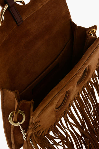 Suede MINI PIERCE Shoulder Bag with Fringes