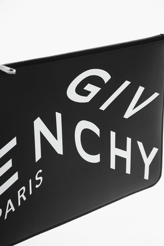 Pochette in Pelle con Zip e Stampa con Logo