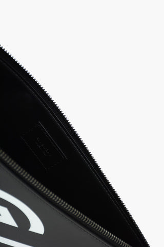 Pochette in Pelle con Zip e Stampa con Logo