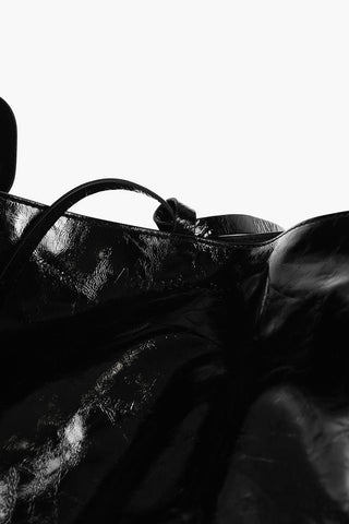 Suede and Patent Leather Tote Shoulder Bag