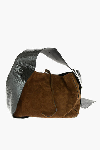 Two Tone Suede Tote Shoulder Bag