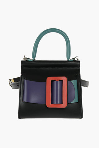 Multicolor Leather Shoulder Bag with Maxi Buckle