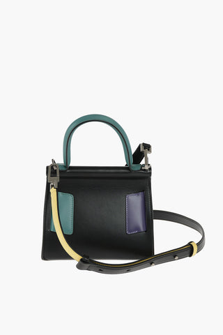 Multicolor Leather Shoulder Bag with Maxi Buckle
