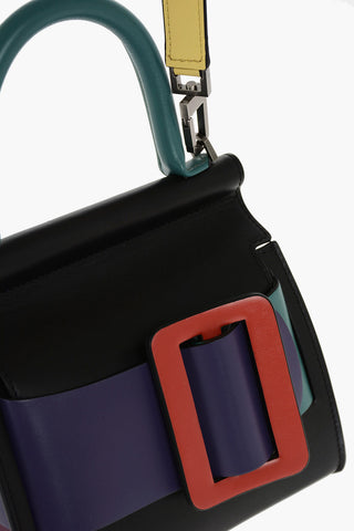 Multicolor Leather Shoulder Bag with Maxi Buckle
