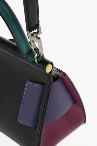 Multicolor Leather Shoulder Bag with Maxi Buckle
