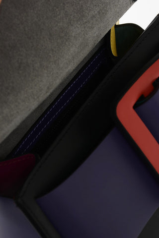 Multicolor Leather Shoulder Bag with Maxi Buckle