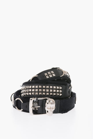 HOMME 40mm leather Studded Double layered belt