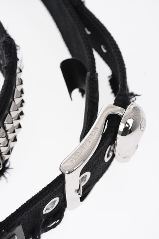 HOMME 40mm leather Studded Double layered belt