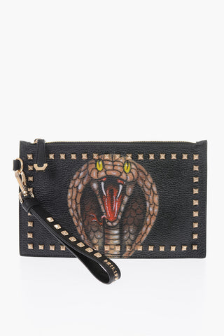 COUTURE leather printed K-14 pochette with studs