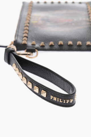 COUTURE leather printed K-14 pochette with studs