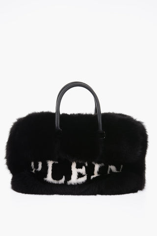 real fur double handle Medium Soft Travel Bag Plein