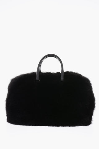 real fur double handle Medium Soft Travel Bag Plein