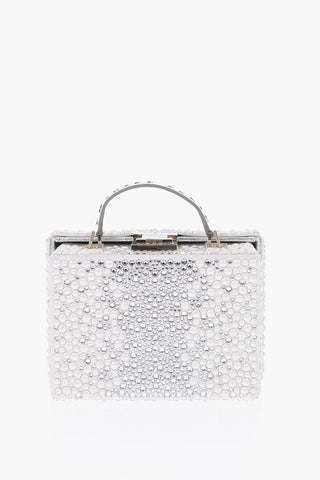 satin all over Crystal stiff shoulder bag