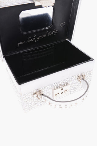 satin all over Crystal stiff shoulder bag