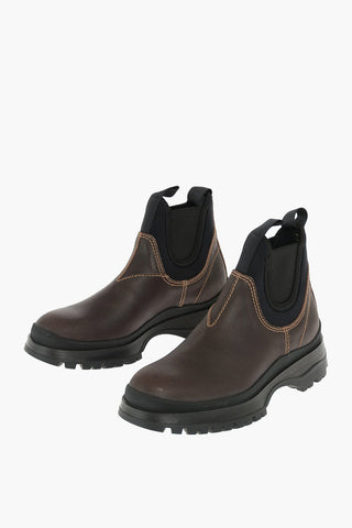 Cowhide Chelsea Booties with Fabric Details