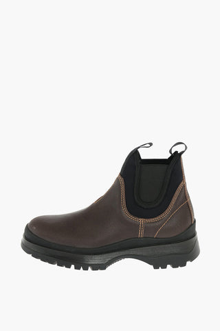 Cowhide Chelsea Booties with Fabric Details